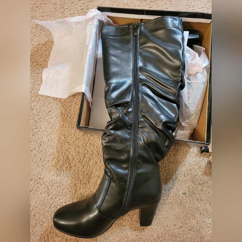 Women's high heel black boots